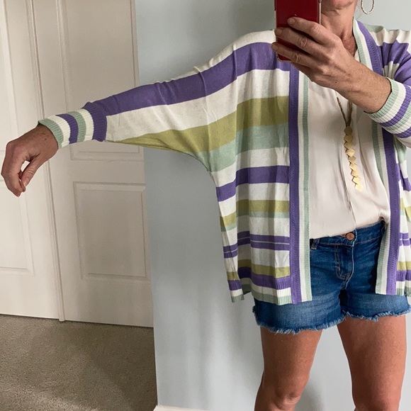 Striped Open Style Cardigan Sweater - Picture 5 of 8